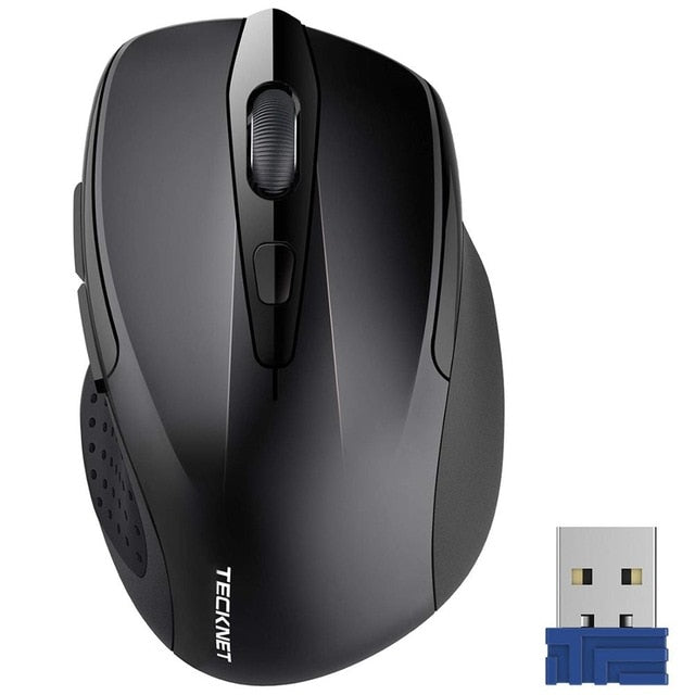 TeckNet Pro 2.4GHz Wireless Mouse Nano Receiver Ergonomic Mice 6 Buttons 2600DPI 5 Adjustment Levels for Computer Laptop Desktop