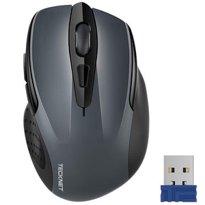 TeckNet Pro 2.4GHz Wireless Mouse Nano Receiver Ergonomic Mice 6 Buttons 2600DPI 5 Adjustment Levels for Computer Laptop Desktop