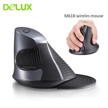 Load image into Gallery viewer, Delux M618 Ergonomic Vertical Wireless Mouse Gamer Computer 5D Mause 800/1200/1600 DPI USB Optical Gaming Mice For Laptop PC